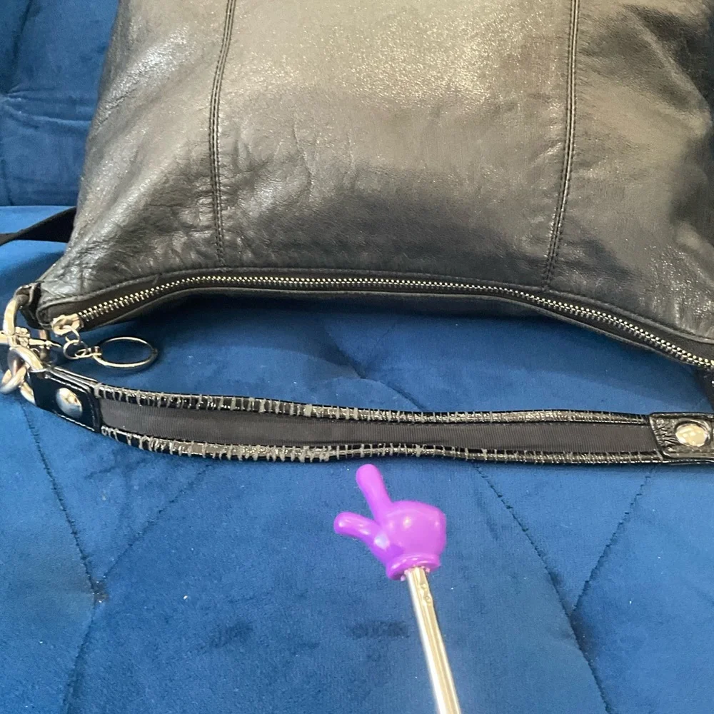 COACH 14561 POPPY BLACK LEATHER & PATENT LEATHER CROSSBODY HANDBAG